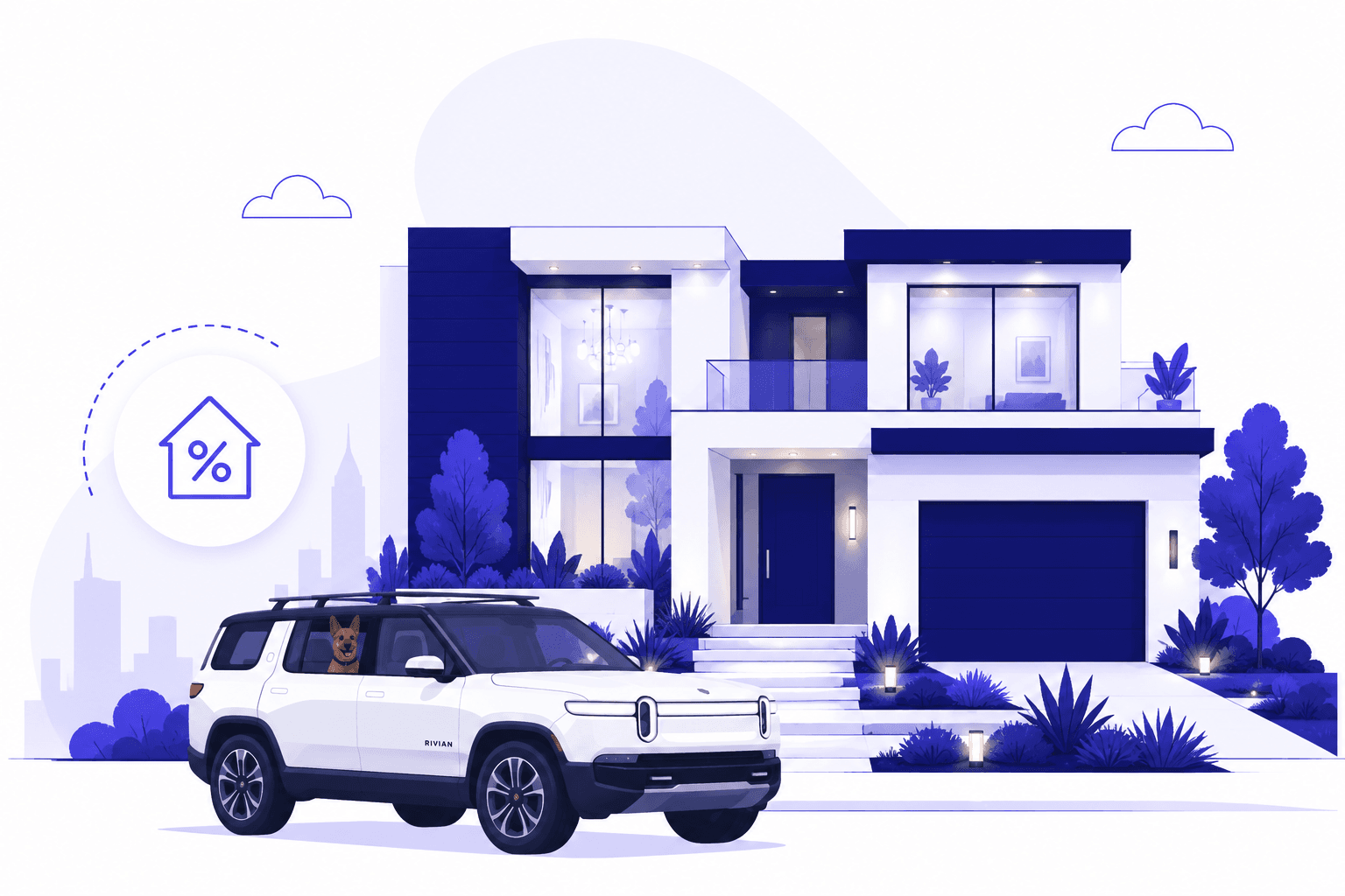Illustration of a modern home financed with Swiftlend